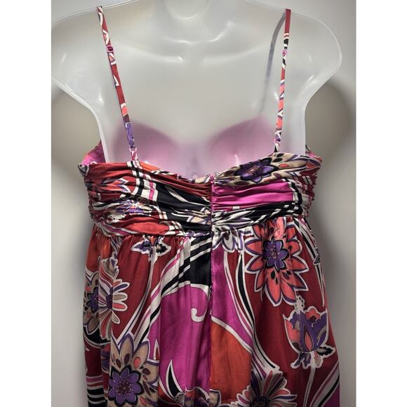 OC By OC Oleg Cassini Y2K 100% Silk Floral Dress Jewel Tones Beaded Midi Size 6 - Picture 8 of 8